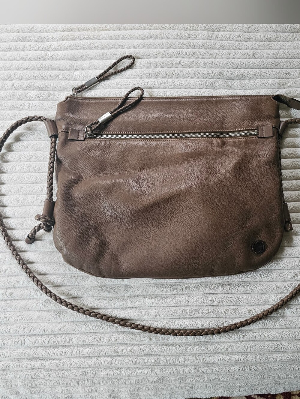 Gucci Brown Leather Crossbody Bag with Braided Strap